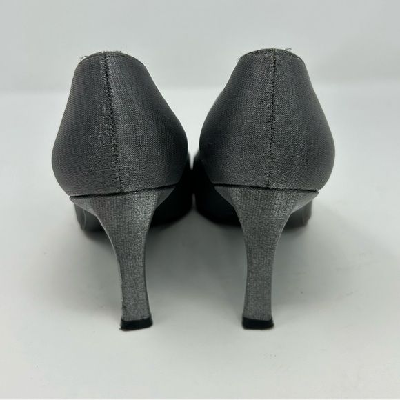 Stuart Weitzman Silver Slate Gray Shimmer Glitter Evening High Heels Size 8.5 C - Picture 12 of 13
